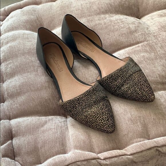 Madewell D’Orsay Flat Spot Calf Hair Black Leather - Picture 1 of 6